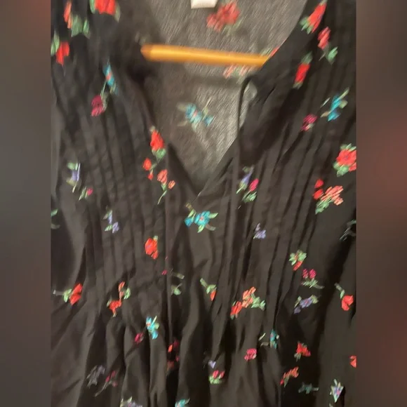 Old Navy Flower long sleeve shirt Dress or Tunic boho mini floral knit - Picture 3 of 5